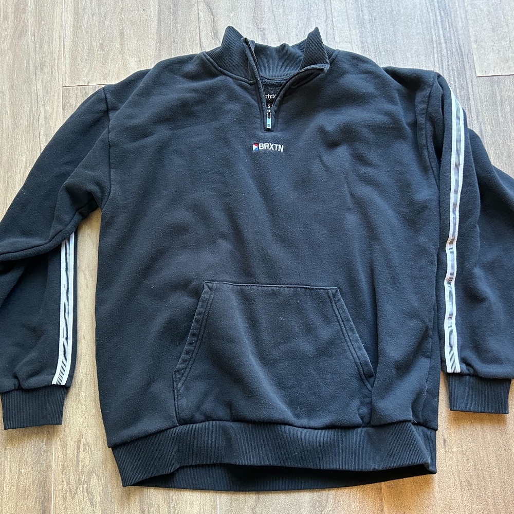 Mens Brixton 3-Quarter Zip Pocket Pullover Sweatshirt